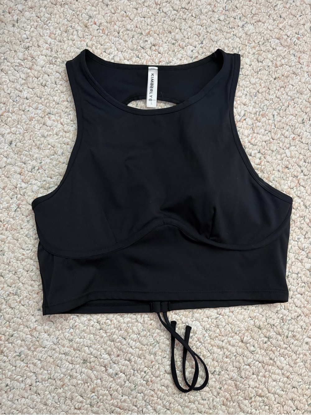 Kimberly Black Cropped High Neck Sports Bra Top